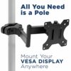 Mount-it! Universal VESA Pole Mount with Articulating Arm | Full Motion TV Pole Mount Bracket | VESA 75 100 | Fits TVs or Monitors Up to 32 Inche