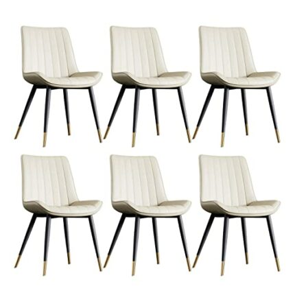 Kitchen Dining Room Furniture Chairs PU Leather Kitchen Dining Chairs Set Of 6,Water Proof PU Leather Side Chair With Metal Legs,Living Room Loun