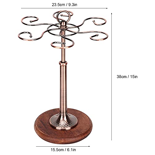6 Hook Wine Glass Rack Holder, Retro Style Tabletop Wine Glass Display Holder Hanging Shelf Organizer Kitchen Cutlery Storage Rack for Home Bar R