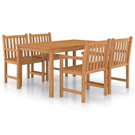DLOETT Garden Dining Set 5pcs Solid Teak Wood Garden Furniture Garden Set Minimalist Outdoor Furniture