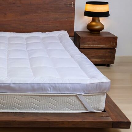 Lakhmaali Mattress Topper Double Bed, Soft & Fluffy Microfiber Quilted cover, Extra Thick, Best Mattress Topper with Elasticized Corner Straps -