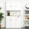 DSHGDJF White Storage Cabinet 71" Kitchen Sideboard Self-service Kitchen Pantry With Microwave Stand With Drawers