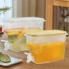 Jucoan 2 Pack 3.5L Fridge Beverage Drink Dispenser with Leak-proof Spigot, Plastic Cold Drink Juice Beverage Dispenser Jug for Party Drink, Juice
