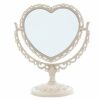 XPXKJ 7Inch Heart Shaped Mirror, 360°Two-Sided Magnifying Aesthetic Mirror, Coquette Room Decor Vanity Mirror for Desk,3X Magnification Bathroom