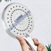 Shower Head and Hose 1.5M, High Pressure Shower Head with 5 Spray Modes, Turbocharged Design Powerful Shower Head for Low Water Pressure (Steel)