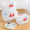 Uposao Plastic Medicine Box with Handle and Detachable Compartment Multi-Use Family First Aid Box Storage Box Portable Medicine Box Empty Medical