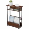 Vintage Narrow Side Table with Storage Shelf, 3 Tier Slim End Table Modern Sofa Table for Narrow and Small Spaces, 24.6 Inch Height Bedside Table
