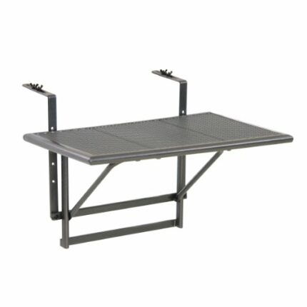 greemotion Hanging Balcony Table, 60 x 40 x 56 cm, Plastic-coated Steel Height Adjustable Wall Folding Table, Weather-resistant, Anthracite-grey