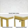 Gold Marble C Shaped Table, Rectangle End Side Table Slide Under Couch for Sofa Laptop Living Room Bedroom Small Space