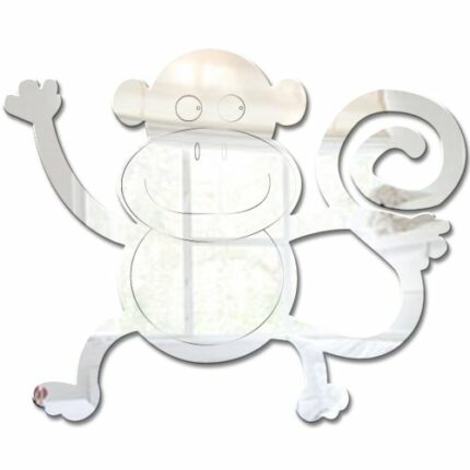 Mungai Mirrors 15cm Jungle Monkey Acrylic Mirror, Silver, 208