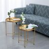 ZYZMH Nordic Iron Small Coffee Table Foldable Gold Color Simple Sofa Side Table Living Room Balcony Garden