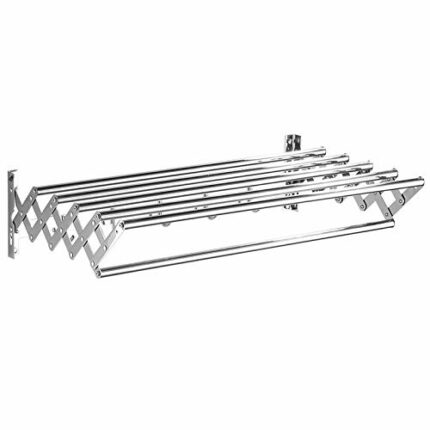 N/A Towel Rack Stainless Steel Wall Mount Drying Rack Solid Hook Toilet Bathroom Shelf Mobile Telescopic Folding Towel Holder Shelf