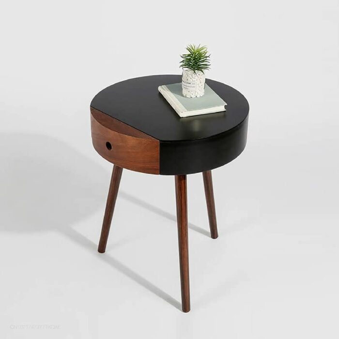 LUKEO Small Nightstand Walnut Storage Drawer Corner Table Bedside Sofa Black Gray Side Table end Table