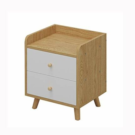N/A Solid Wood Bedside Cabinet Side Cabinet Bedroom Household Storage Cabinet, Double Drawer Design Bedside Cabinet