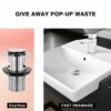 Hapilife Basin Taps Square with Pop up Waste Bathroom Sink Mixer Taps with UK Standard Hoses