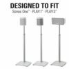 Sanus WSSA2-W2 Height Adjustable Wireless Speaker Stand in Pair for SONOS ONE PLAY: 1 and PLAY: 3 - White