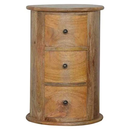 Artisan Furniture 3-Drawer Slim Drum Chest, Wood, Natural Oak Finish