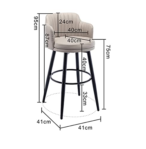 Barstools Swivel Bars Chair Bar Set of 2 with Back Kitchen Island Bar Stools Counter Height with Arms, Nappa Leather Black Metal Legs Black Footr