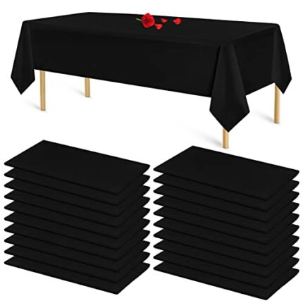 Lumaycens 20 Pack Exquisite Black Rectangle Tablecloths,54x108 Inch Black Plastic Disposable Table Cloth,Black Plastic Table Cloths for Parties,P