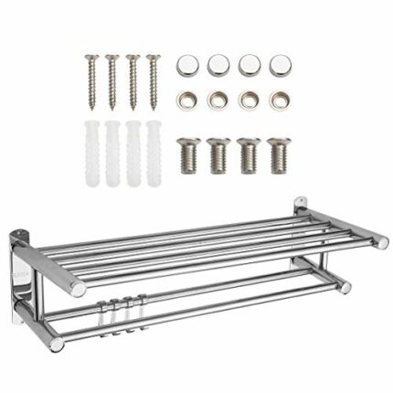 60 cm Long Towel Rack Stainless Steel SUS 304 Towel Rail Bathroom Storage Shelf with Multi Towel Bar Wall Mounted Towel Holder Brushed Rails with