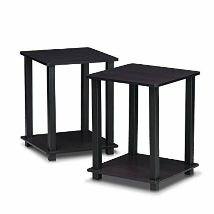 Furinno Simplistic 2-Pack End Table, Side Table, Nightstand, Dark Walnut, 39.6 x 39.6 cm (2-Pack)