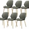 dining chair Kitchen Dining Room Furniture Chairs Dining Chairs Set Of 6 Vintage Dining Side Chairs PU Cushion Seat Bar Chairs Metal Legs Non-Sli