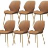 dining chair Kitchen Dining Room Furniture Chairs Dining Chairs Set Of 6 Vintage Dining Side Chairs PU Cushion Seat Bar Chairs Metal Legs Non-Sli