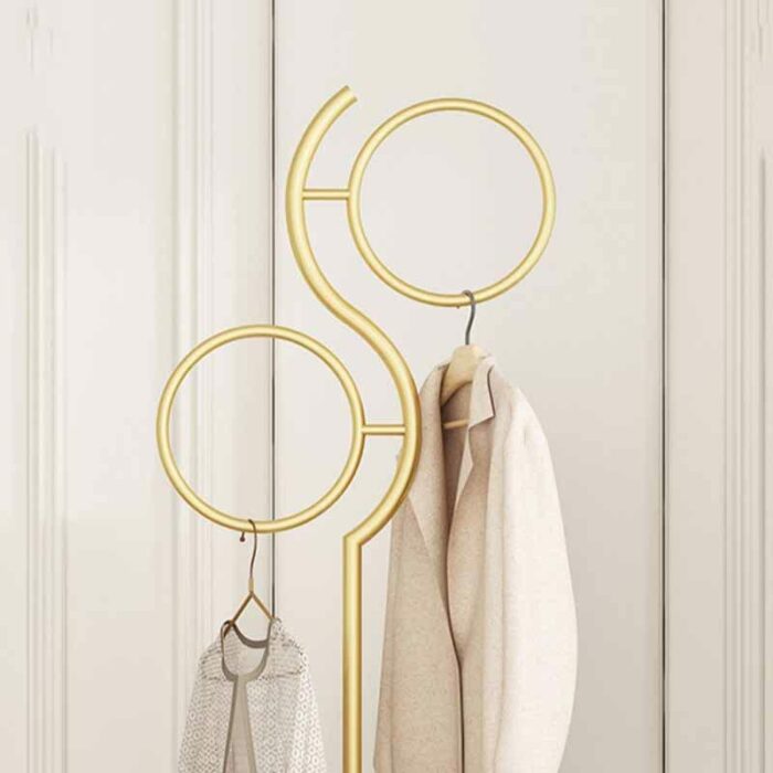 DLOETT Floor Hall Golden Metal Clothes Hanger Standing Coat Rack Foot Garment Entrance Coat Rack Home Furnitur