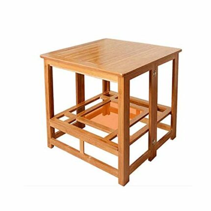 SDFGH Solid wood Folding table Garden Tables dining table Home Double Square Solid Wood Dining Table Multi-function Grilled Fire Rack
