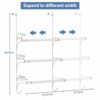 3 Tier Over the Door Towel Rail, Hanging Towel Rack for Bathroom, Adjustable Towel Holder with 2 Hooks for Storage Drying Towels Clothes, White