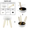 SCRIPTRACT Velvet Footrest Multifunctional Vanity Stool Ottoman Round Modern Upholstered Foot Stool - Golden Metal Leg - Dressing Table Stool, Sh