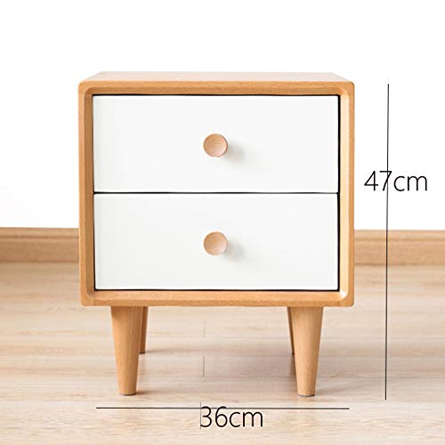 JYDQM Solid Wood Bedside Cabinet Simple Nordic Style Bedroom Cabinet, Double Drawer Design Bedside Cabinet
