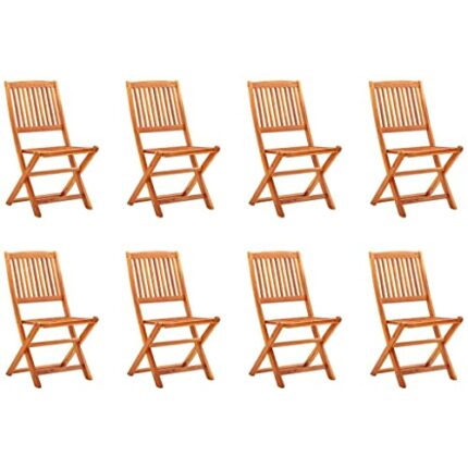 vidaXL 8x Folding Garden Chairs Outdoor Patio Terrance Backyard Furniture Wooden Foldable Dining Dinner Chair Seat Solid Eucalyptus Wood