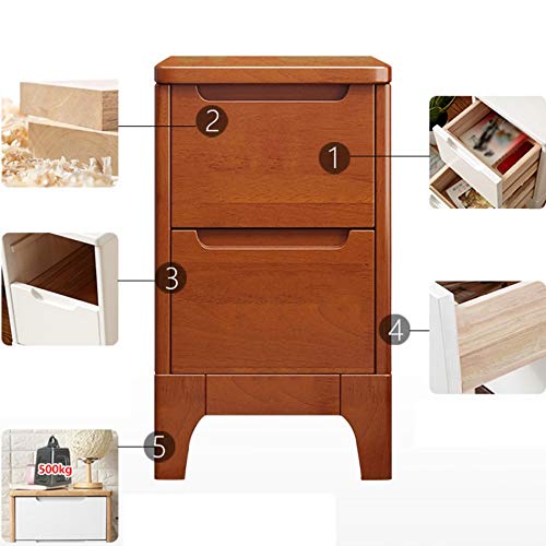 JYDQM Solid Wood Bedside Cabinet Simple Storage Bedside Cabinet, Bedroom Bedside Cabinet with Double Drawer Design