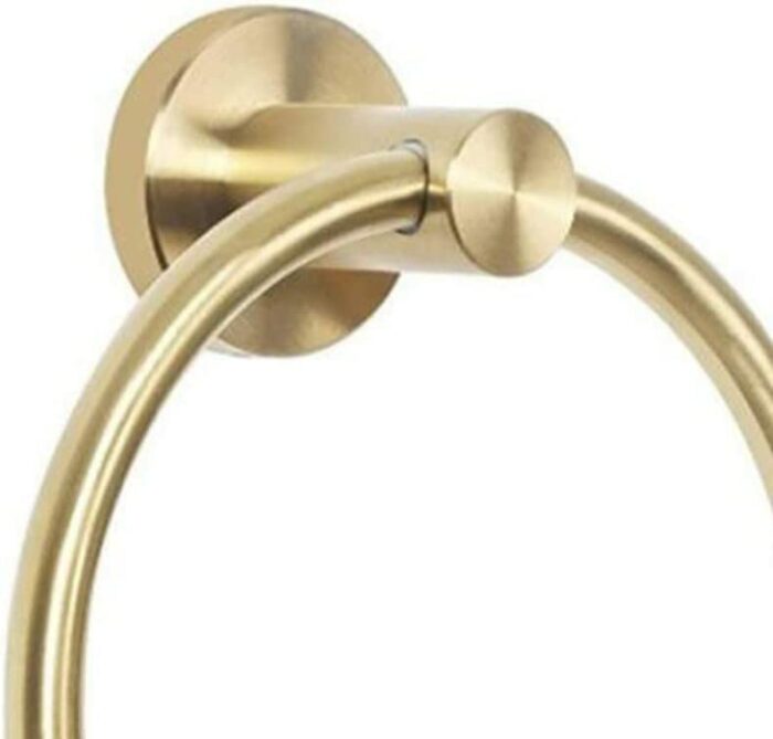 RAKUTE Gold Stainless Steel Towel Holder, Bathroom Wall Mounted Round Towel Rings, Towel Rack, Kitchen Storage Accessories Bathroom Ring