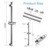 OFFO Shower Riser Rail, 62cm Wall Mounted Shower Rail Adjustable Distance 28 to 61cm with Handheld Shower Head Holder Replacement for Shower, Chr