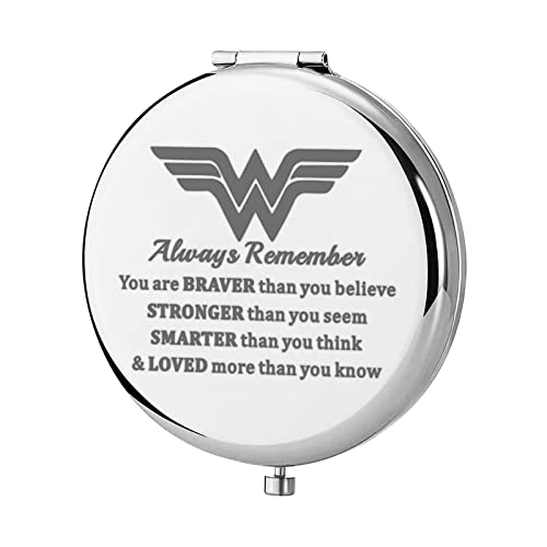 KEYCHIN Heroine Pocket Mirror Diana Fans Gift You are Braver Stronger Smarter Than You Think Heroine Compact Mirror for Women Girls (Heroine Mirr