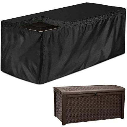 Patio Deck Box Cover Skyour Heavy Duty 420D Oxford 100% Waterproof Bench Outdoor Storage Deck Boxes Covers Garden Furniture Table Ottoman Dust Co