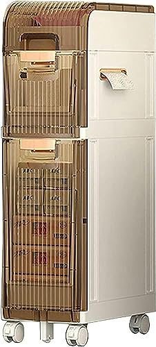 OPSREY Bathroom Floor Storage Cabinet Small, Narrow Bathroom Space Storage Sliding Shelf Cabinet, Side Storage Cabinet for Bedroom Living Room