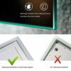 MIQU 600 x 500 mm Illuminated Bathroom Mirror,Bathroom Mirror with Led lights,Light Touch Sensor and Demister Anti-Fog Horizontal/Vertical Wall M