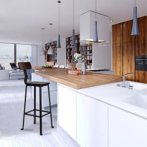 WALNUT 2pcs Counter Height Bar Stools with Backrest Industrial Vintage Barstools Tall Bar Chair for Bistro Pub Bar Patio