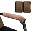 HKSMAN 2 Pieces Office Home Polyester Removable Durable Machine Washable Office Chair Armrest Slipcovers Covers (Brown)