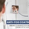Mirrorvana Flexible Fogless Shower Mirror for Shaving with Height Adjustable Gooseneck, 360° Swivel and Upgraded Suction, Shatterproof 16cm x 16