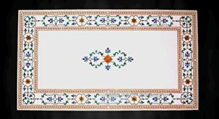 Gifts And Artefacts 30 x 60 Inches Handmade Dining Table Top with Elegant Look White Rectangle Shape Marble Sofa Center Table for Office Furnitur