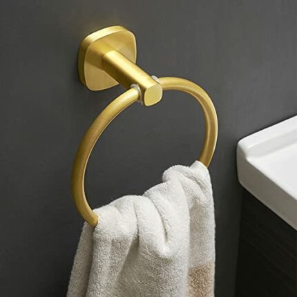 HIGOH Towel Racks,Bath Towel Holder,Bathroom Hand Towel,Nordic Towel,Bathroom Towel Rack,Brushed Simple Space Aluminum round Towel Hanger