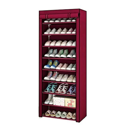 IBUGER Shoe Rack for Closet | 10-Tier Shoe Bench | Non-woven Fabric Boots Organizer for Entryway and Closet Hallway, Hold 18-27 Pairs of Shoes