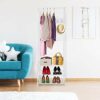 Coat Rack Shoe Bench with 8 removable Hooks, Metal Coat Hat Rack Free Standing Clothes Stand with 3-Tier Shoe Rack Bench, Hat Stand Hallway Organ