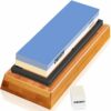 Whetstone Sharpening Stone Kit Dual Sided 1000/6000 Grit Professional Whetstone Knife Sharpener Stone Wet Stone Set Nonslip Bamboo Base Angle Gui