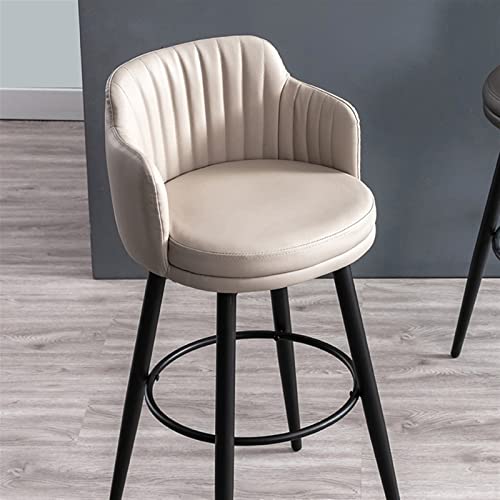 Barstools Swivel Bars Chair Bar Set of 2 with Back Kitchen Island Bar Stools Counter Height with Arms, Nappa Leather Black Metal Legs Black Footr