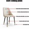 dining chair Kitchen Dining Room Furniture Chairs Dining Chairs Water Proof PU Leather Dining Chair With Metal Legs And Backrest Kitchen Living R
